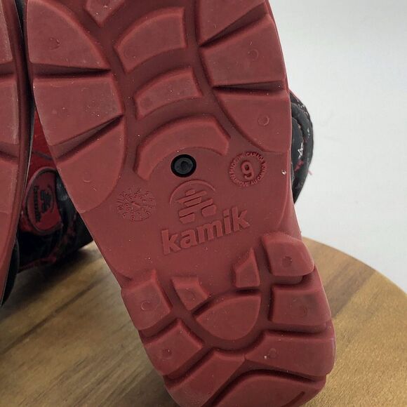 Kamik Snow bug Snow Boots Boys 9 Black Red Mid-Calf Pull On Space Rocket - Picture 7 of 8